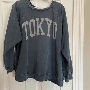 Free People Classic Crew Sweatshirt Size XL blue